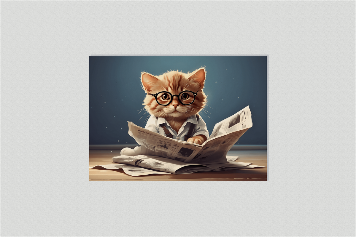 Gato con Periódico en un interior