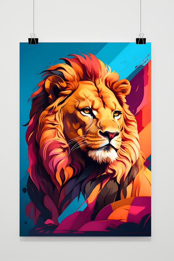 Löwe Popfarbe Poster