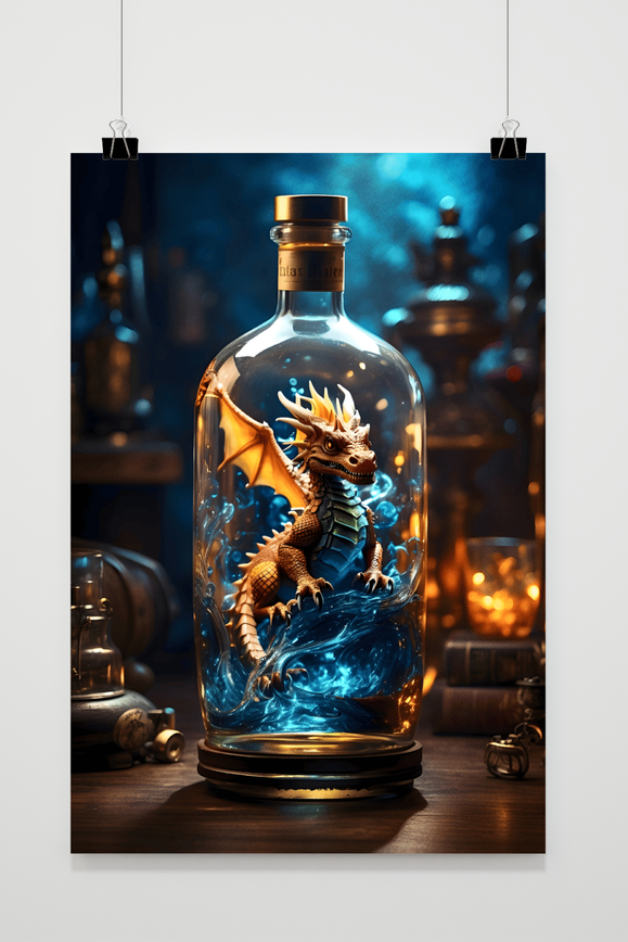 Póster Dragón en Botella de 25 Artstreet