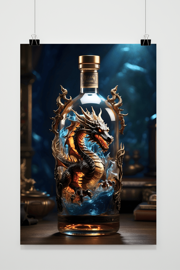 Drache in der Flasche Poster