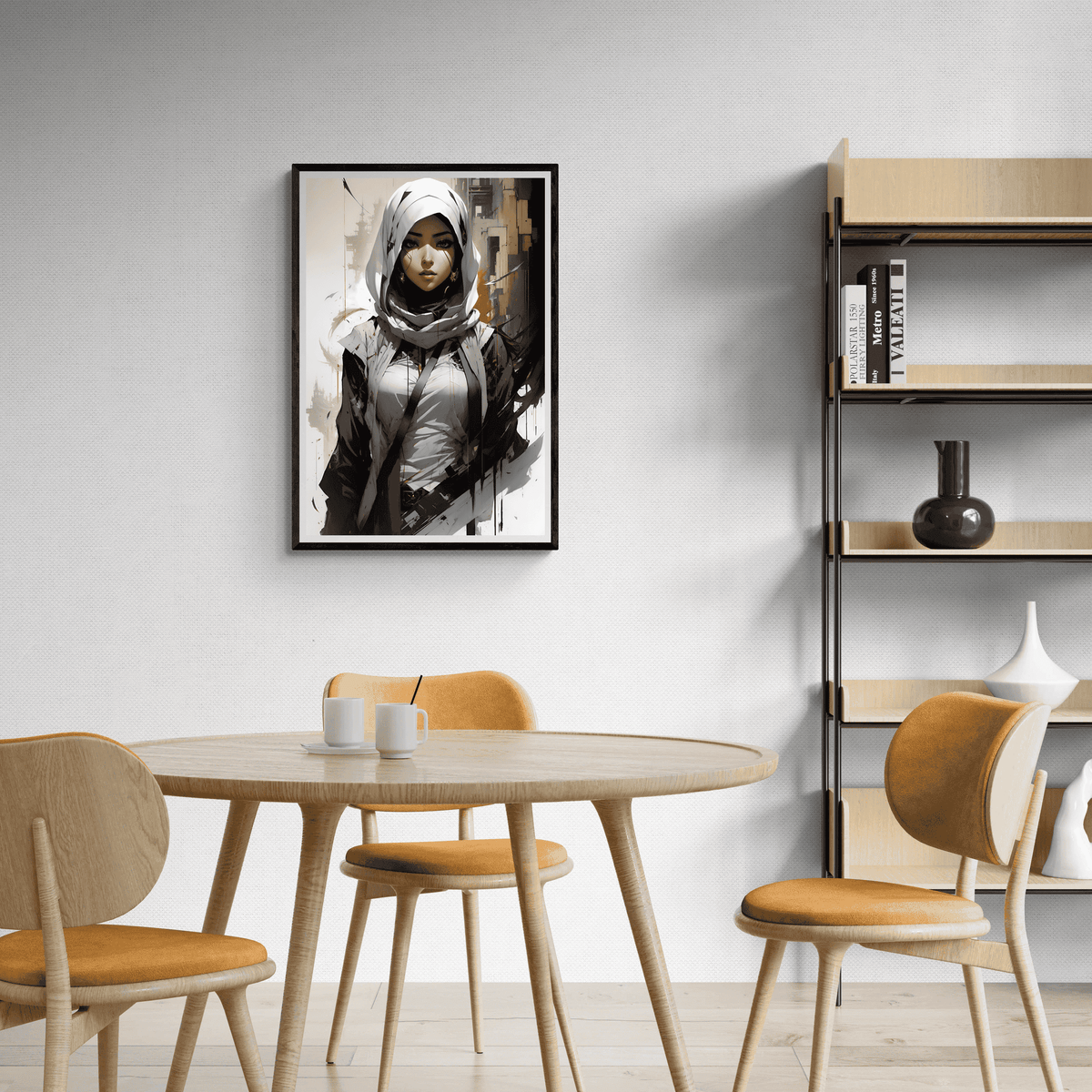 Hijabi en un interior