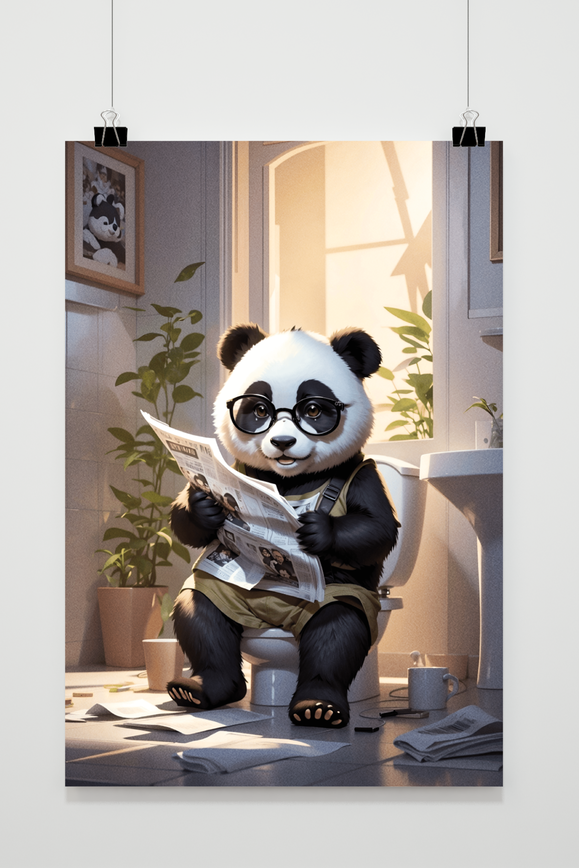 Affiche Panda op Wc de 25 Artstreet