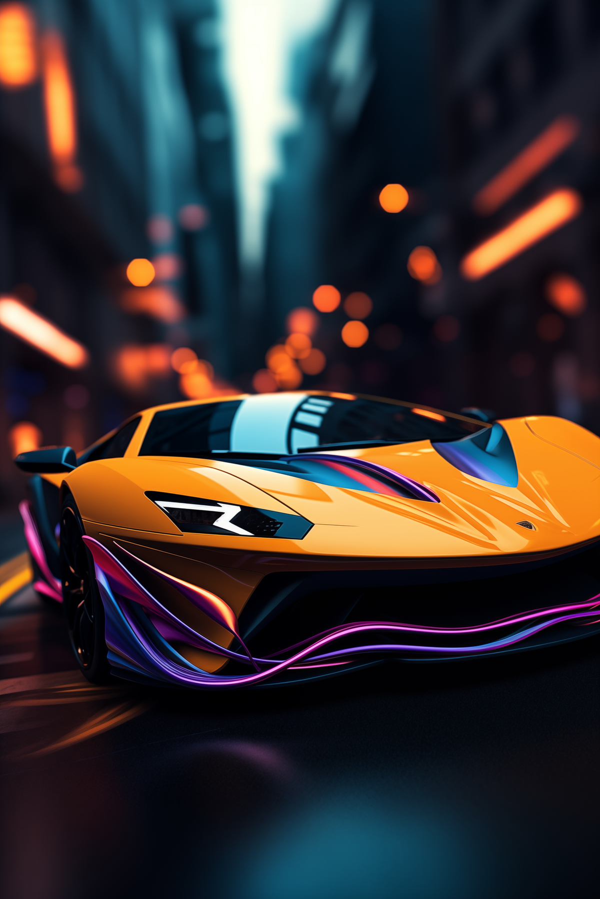 Lambo Geel Neon in interieur