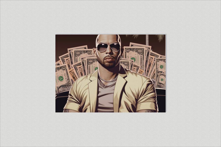 Andrew Tate Dollars en un interior
