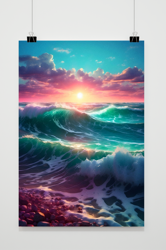 Póster Océano con Olas de 25 Artstreet