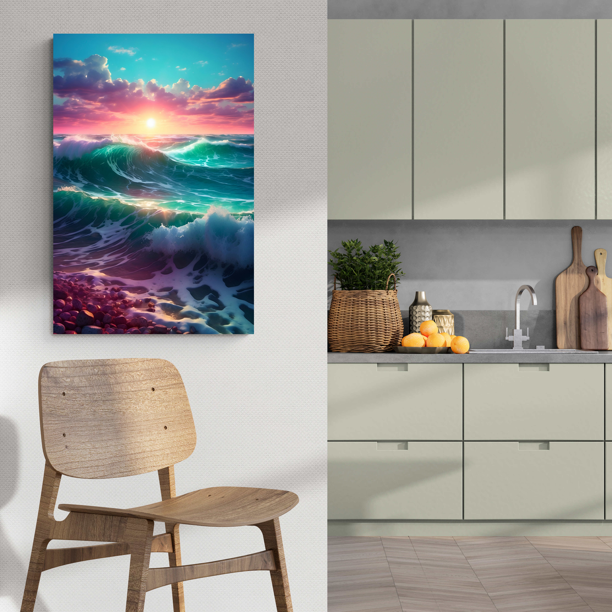 Océano con Olas en un interior