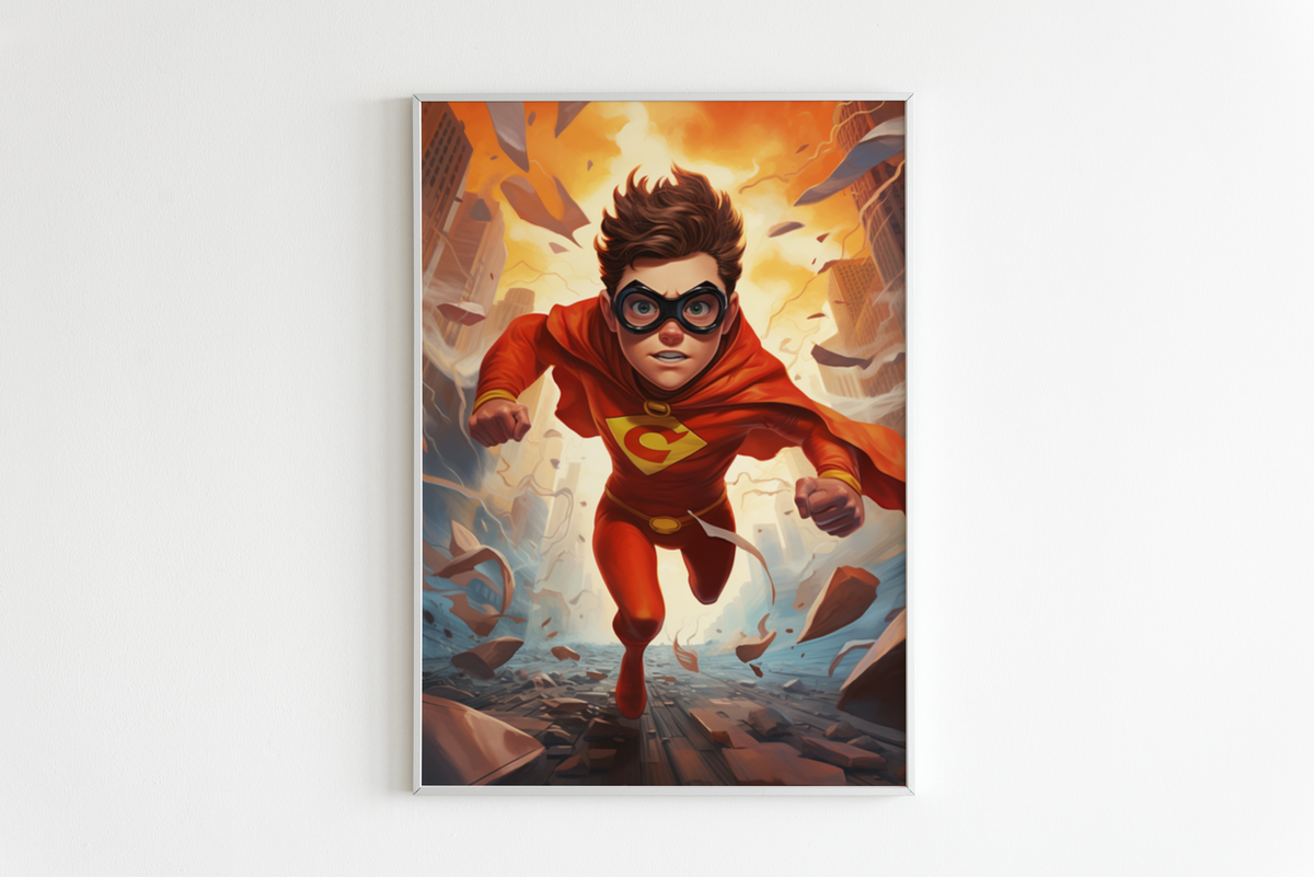 Superhéroe Infantil en un interior