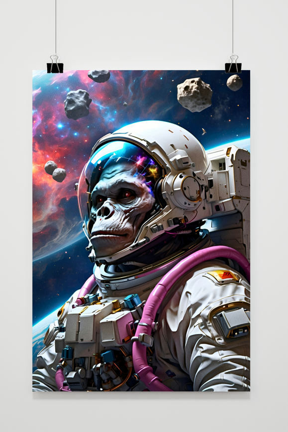 Chimpansee in de Ruimte poster