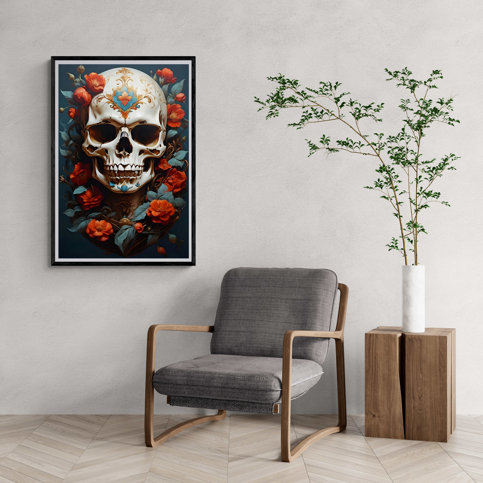 Skull with Flowers