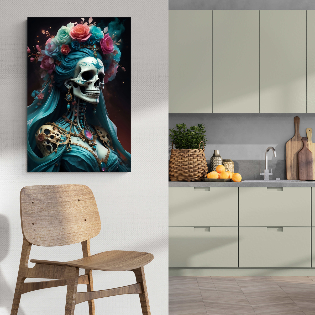 Santa Muerte en un interior