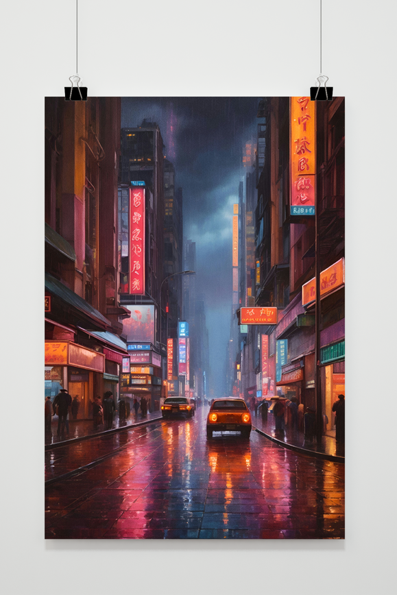 Affiche Asie Ville Neon