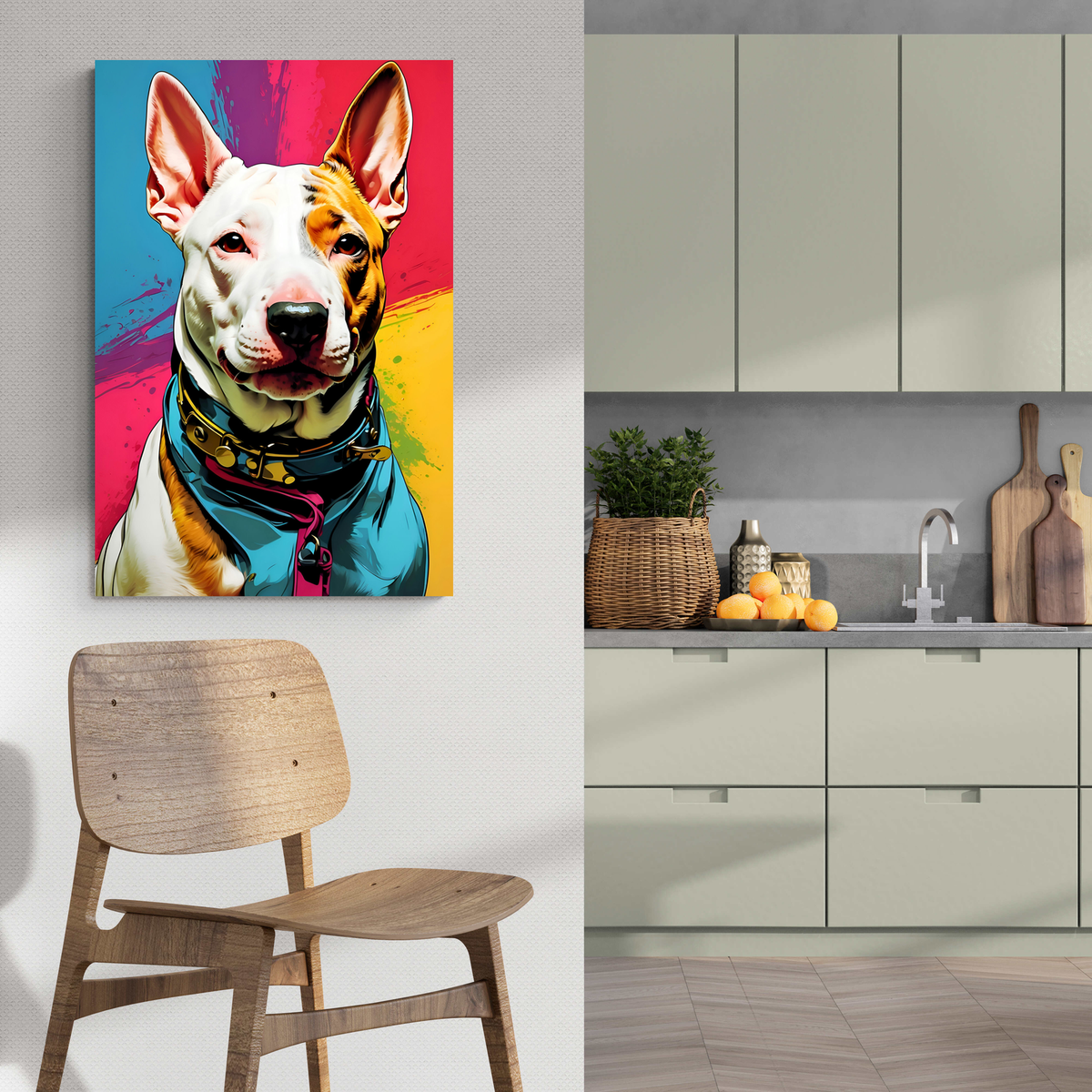 Pop Bull Terrier en un interior