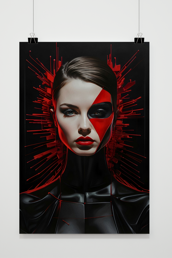 Vrouw Rood Zwart poster