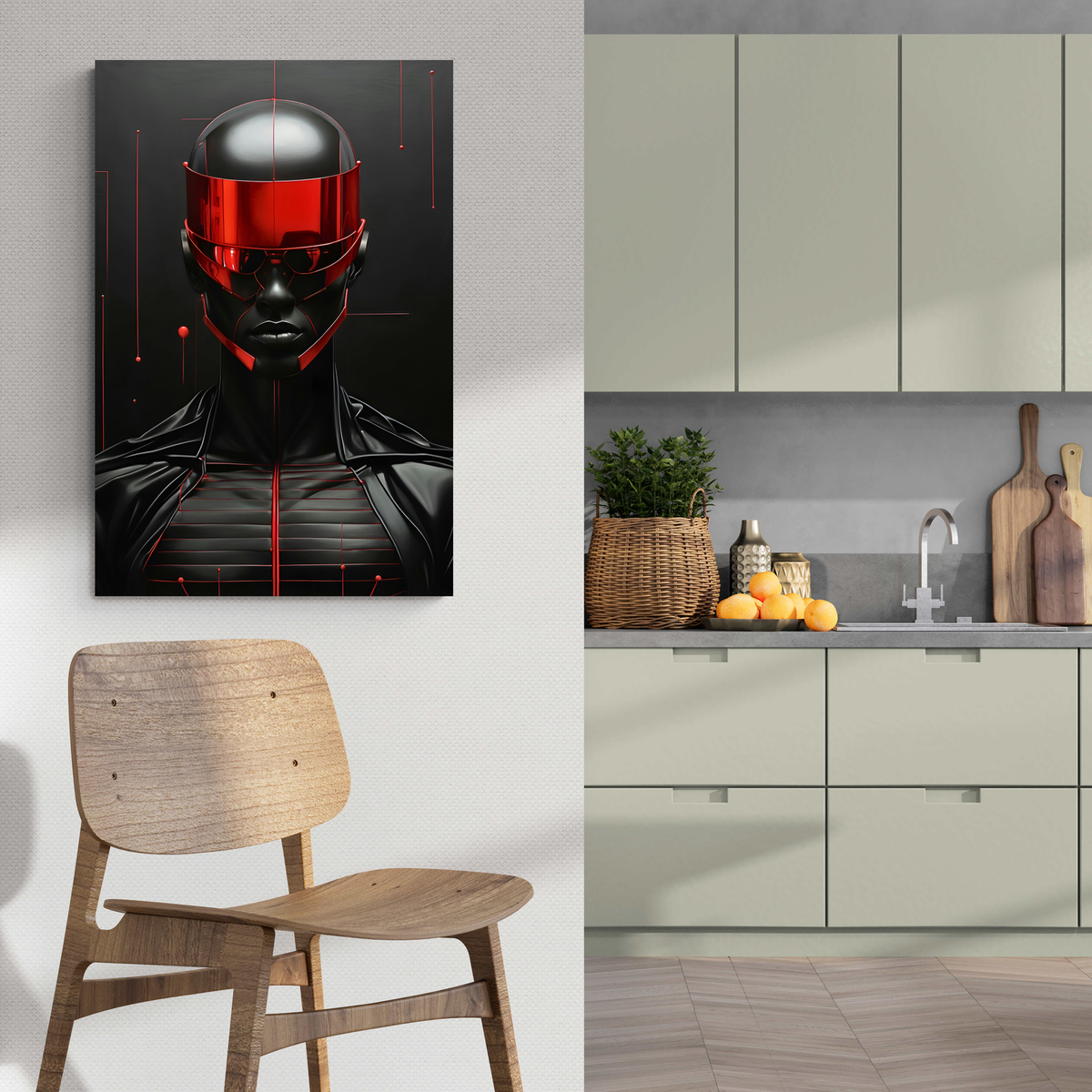 Sci-Fi Neon Robot en un interior