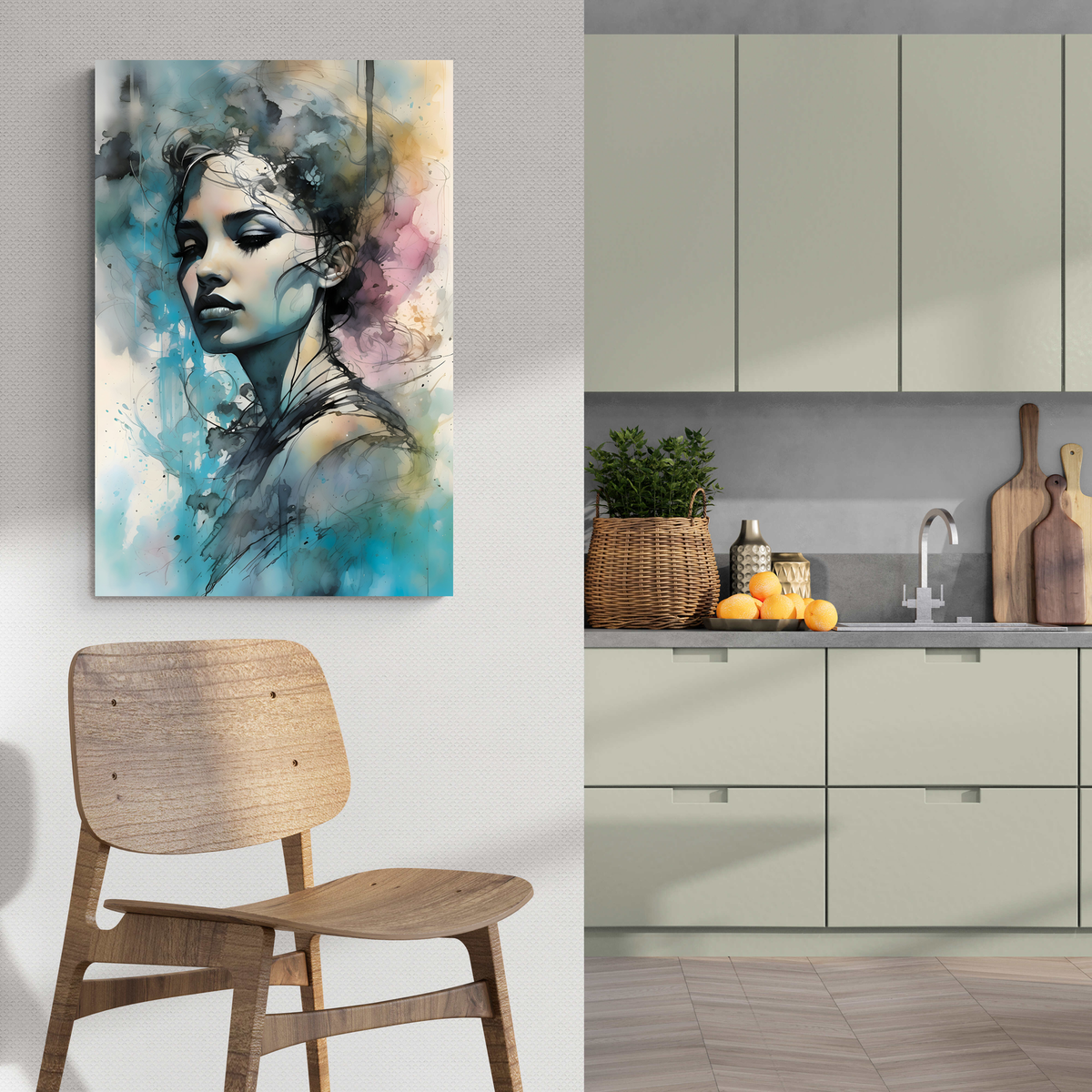 Mujer en Pintura en un interior