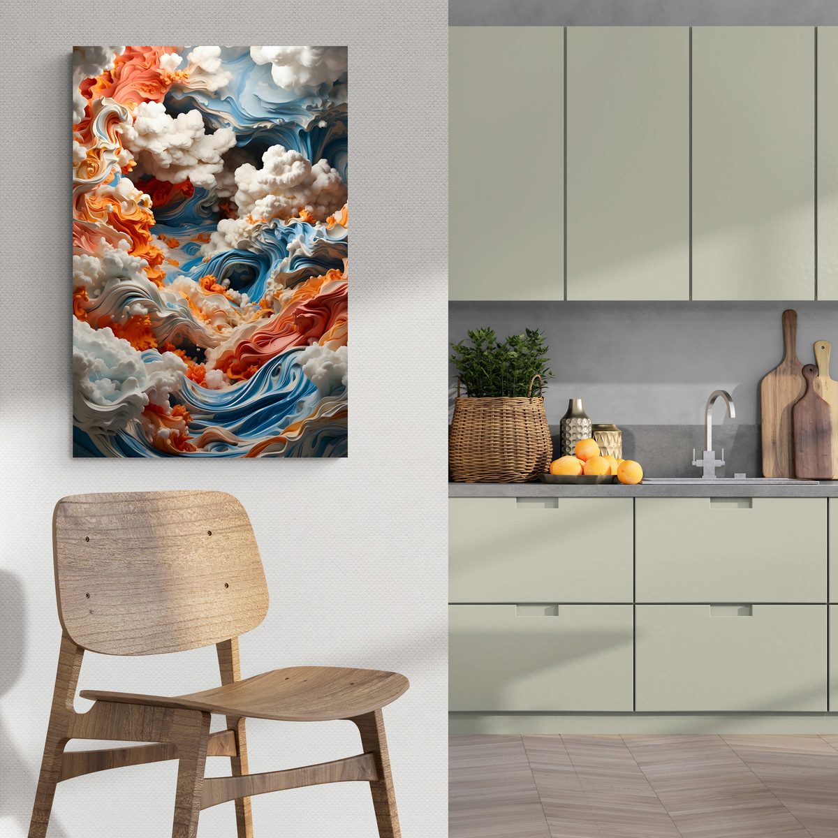 Nubes de Pintura en un interior
