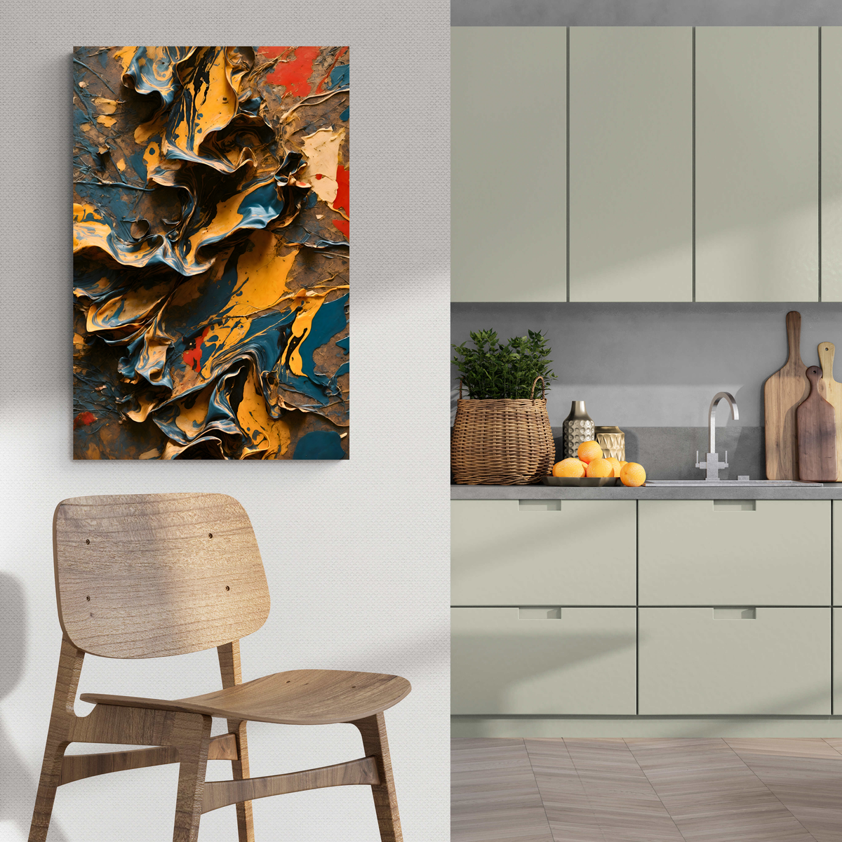 Pintura Azul Amarillo en un interior