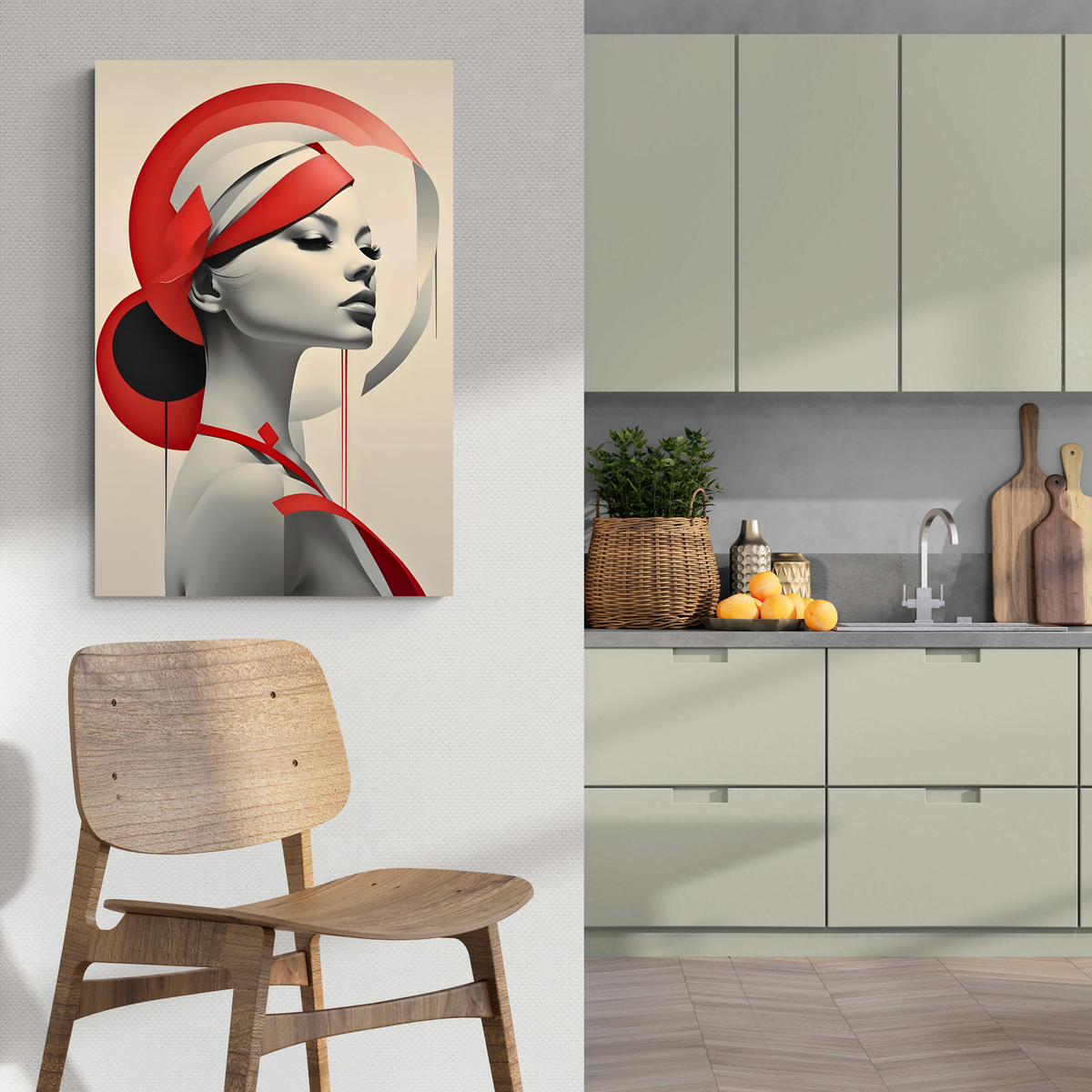 Arte Blanco Rojo en un interior