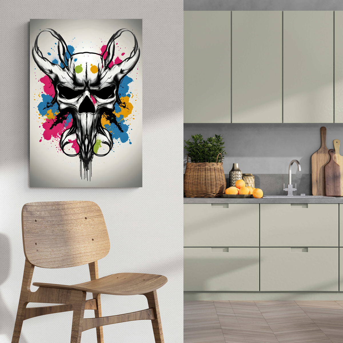 Ratón Skull Pintura en un interior
