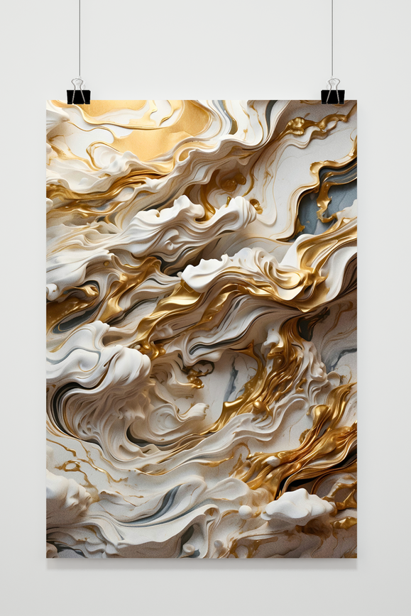 Póster Blanco Oro Abstracto de 25 Artstreet