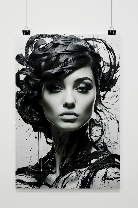 Póster Mujer Blanco Negro Pintura de 25 Artstreet