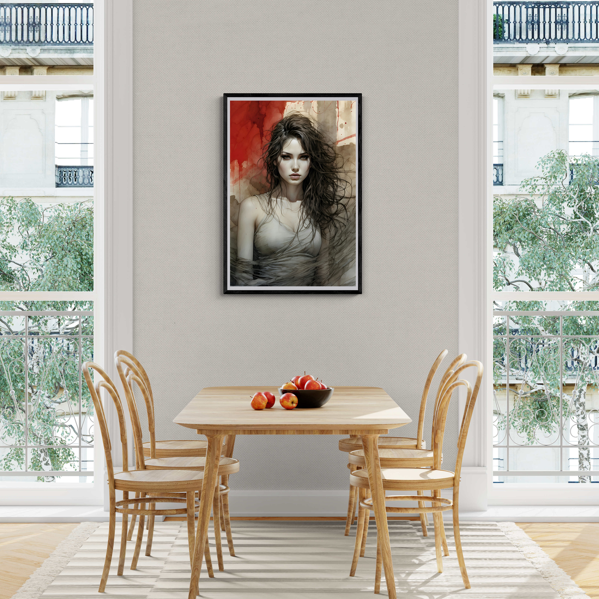Arte Marrón Mujer en un interior