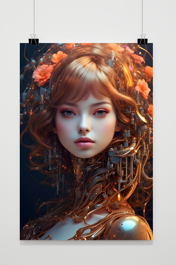 Póster Mujer Anime Cyber de 25 Artstreet