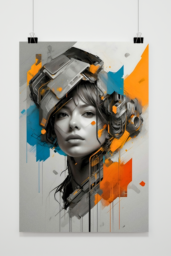 Póster Mujer Azul Amarillo de 25 Artstreet