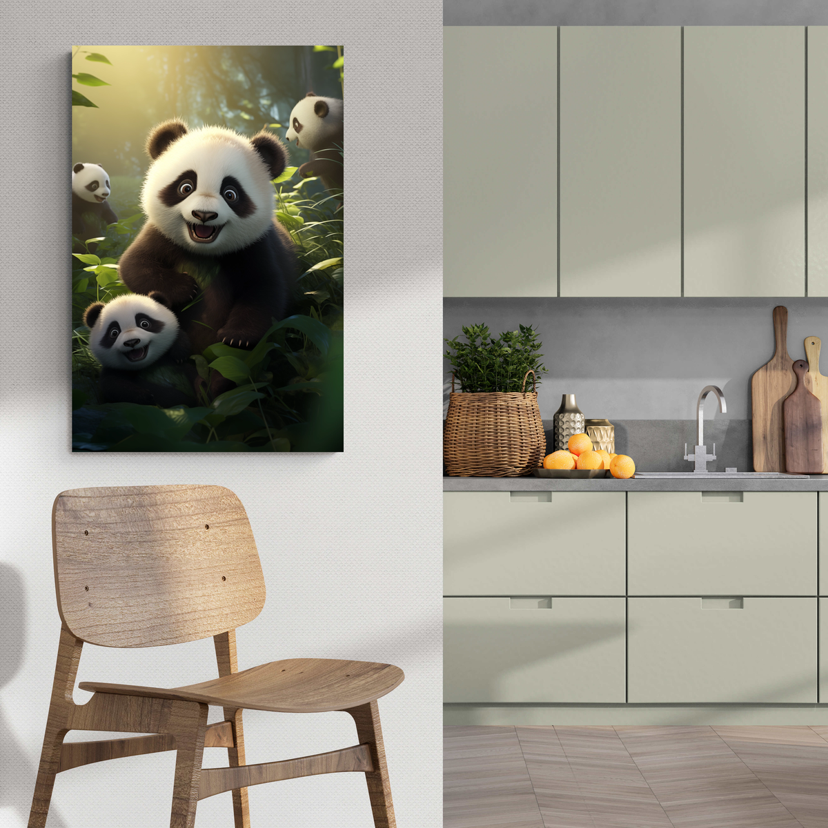 Pandas Fous dans un intérieur