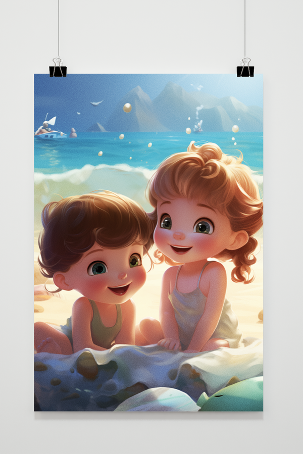 Strand-Kinderplakat Poster
