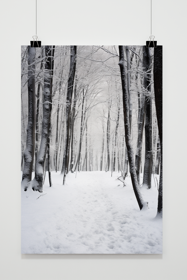 Waldweg im Schnee Poster