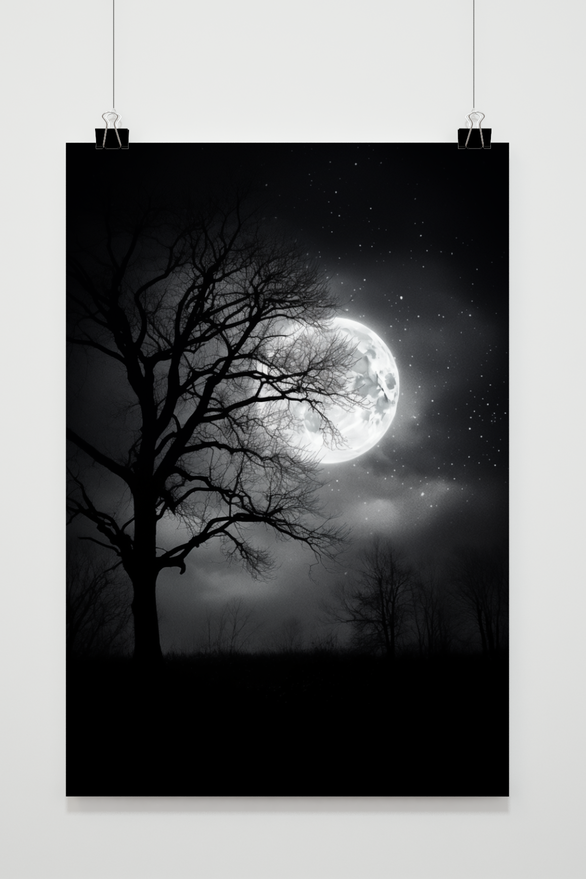 Póster Luna Llena a través de un Árbol de 25 Artstreet