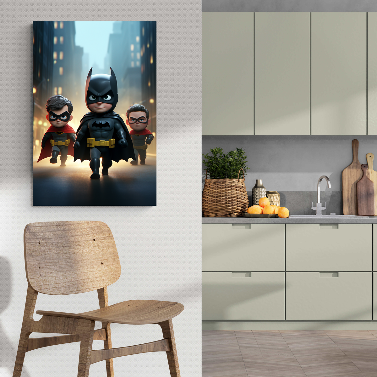 Batman Infantil en un interior