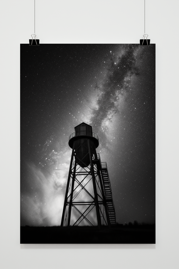 Póster Torre de Agua bajo las Estrellas