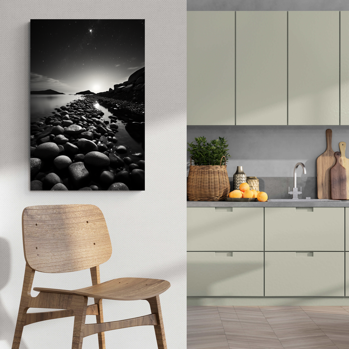 Guijarros en Blanco y Negro en un interior