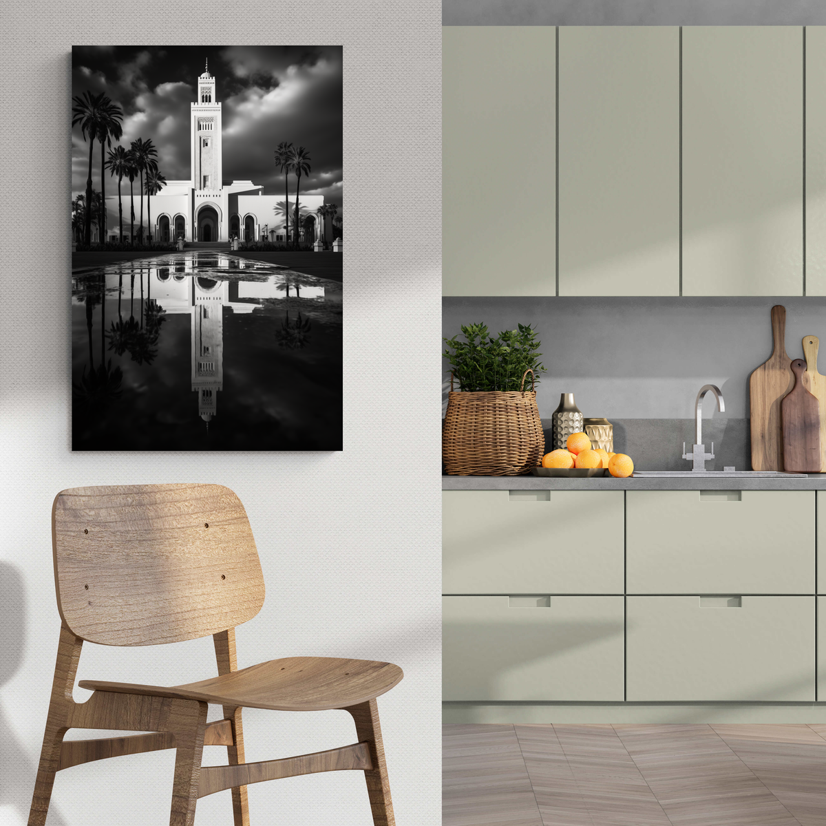 Casablanca en Blanco y Negro en un interior