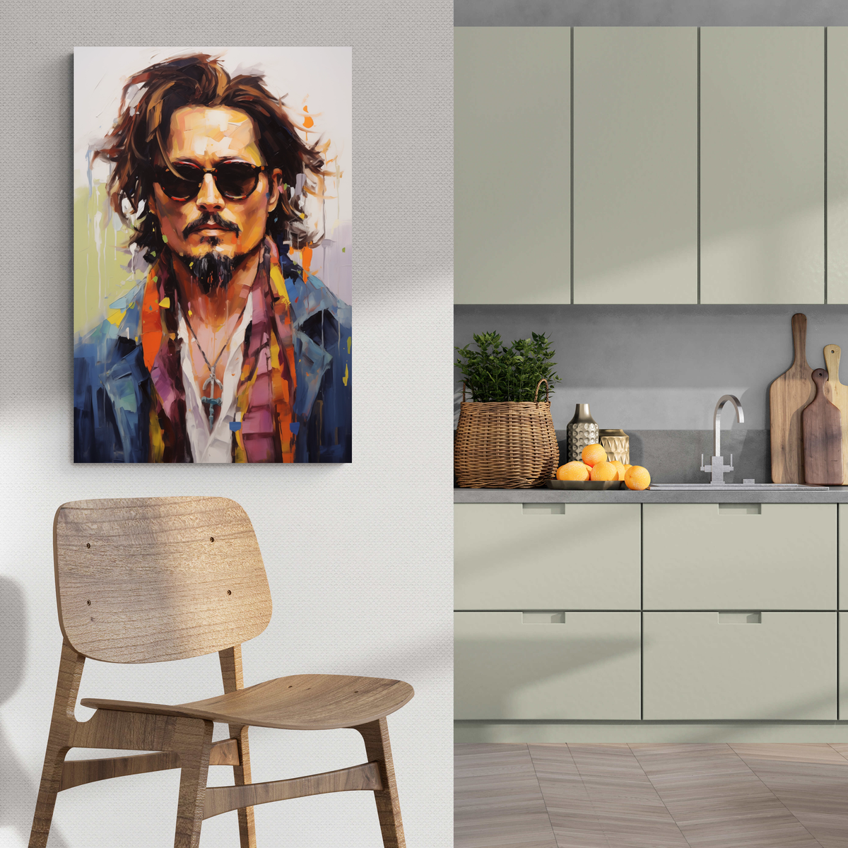 Johnny Depp Acuarela en un interior