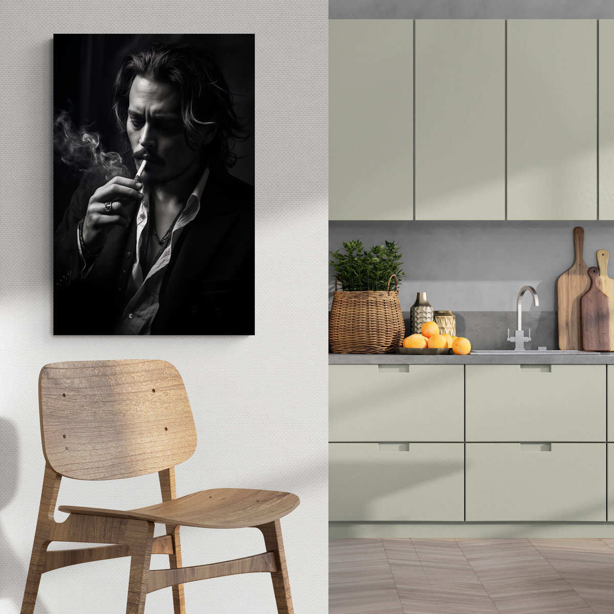 Johnny Depp en Blanco y Negro en un interior