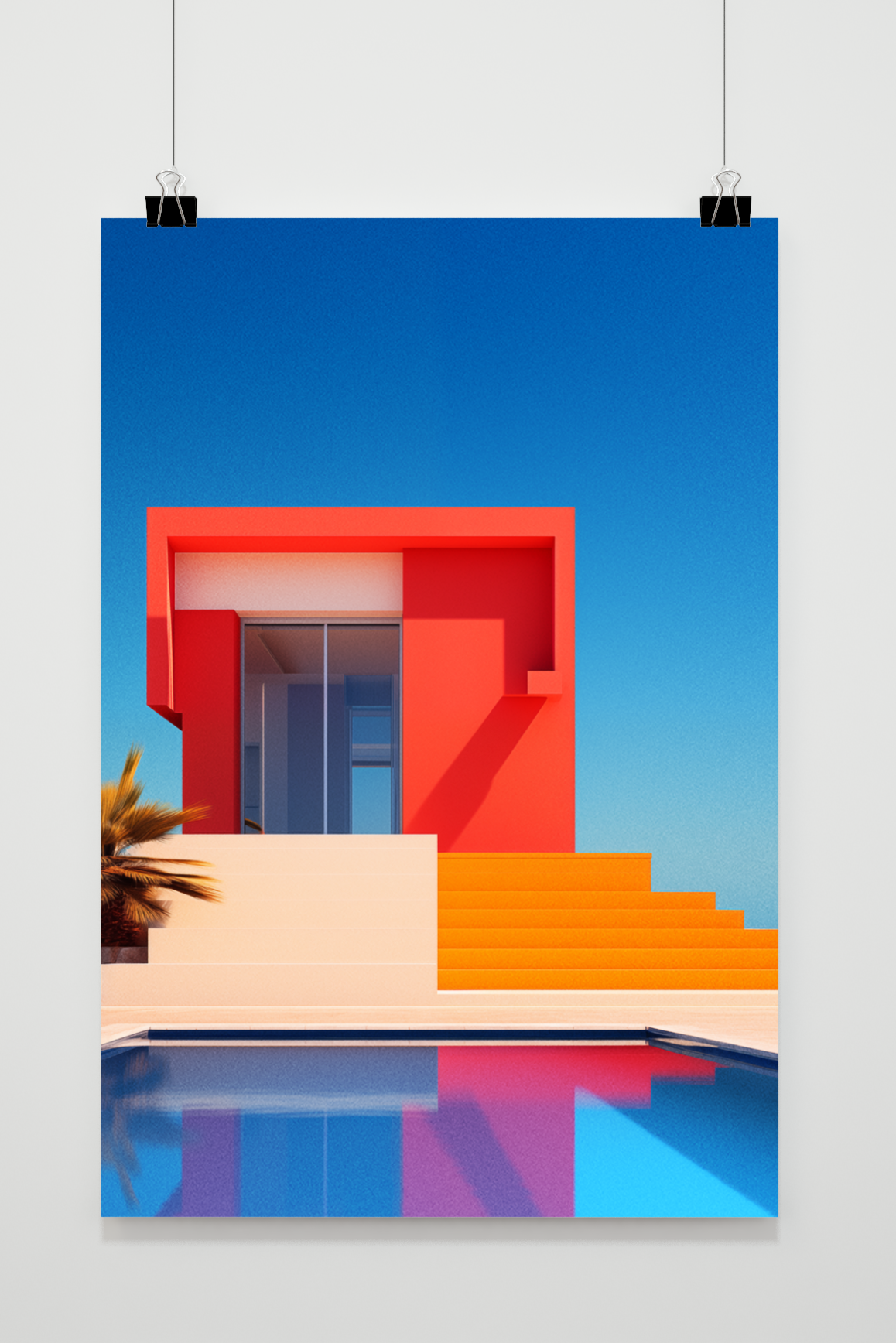 Póster Villa Colorida con Piscina de 25 Artstreet