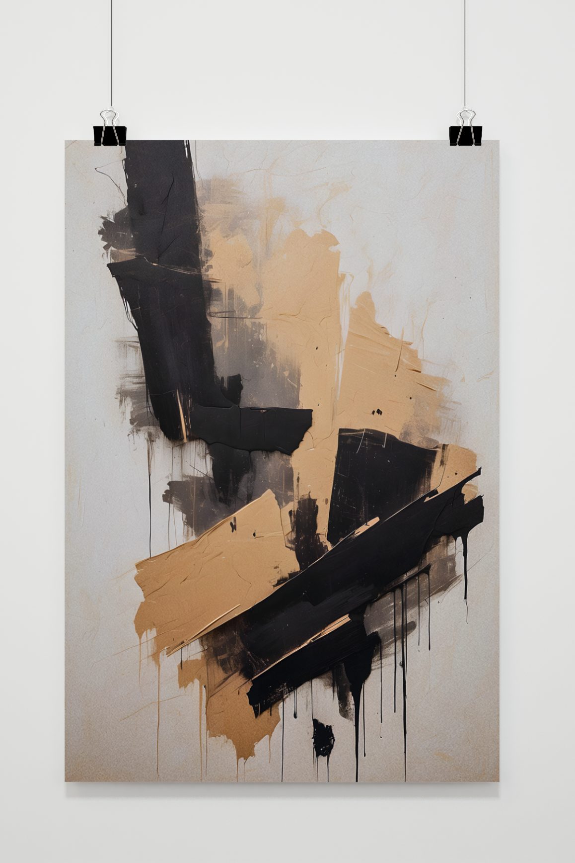 Póster Abstracto Negro Amarillo de 25 Artstreet