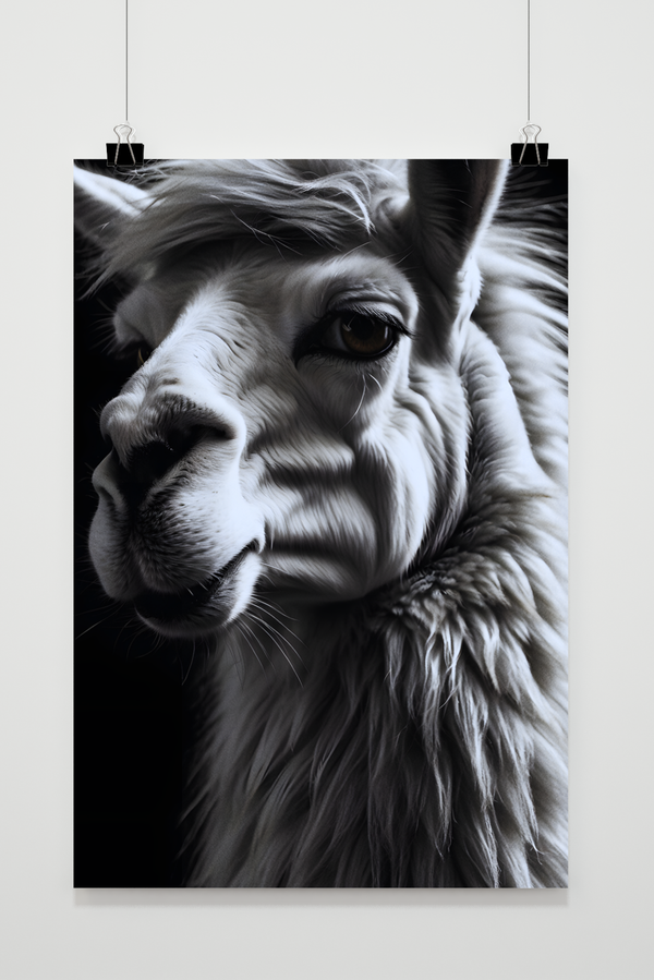 Póster Llama Blanco y Negro
