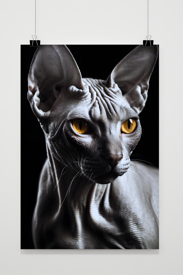 Póster Gato Desnudo Amarillo
