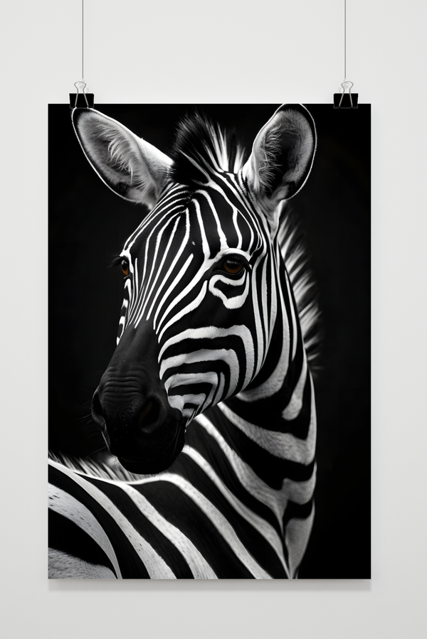 Affiche Zèbre Noir et Blanc
