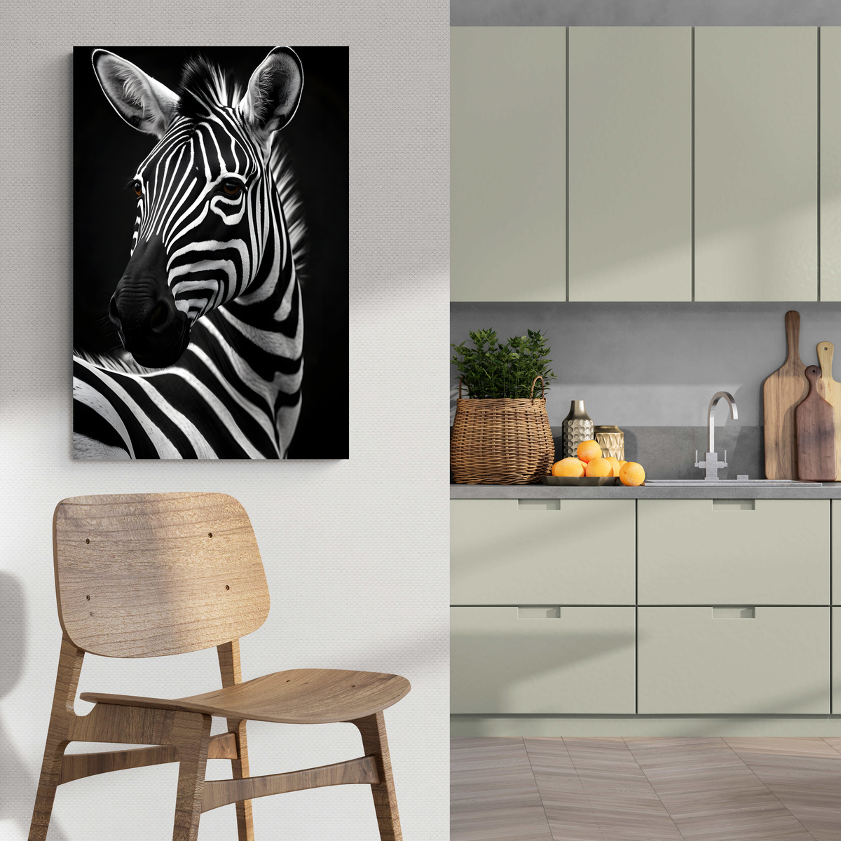 Cebra Blanco y Negro en un interior