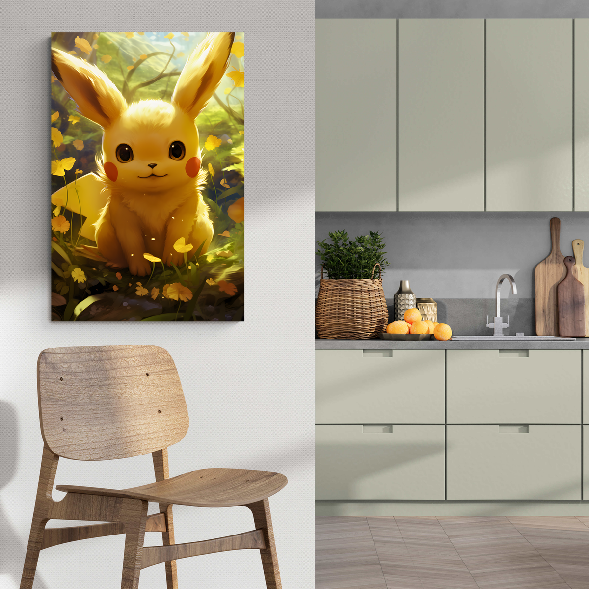 Pikachu Realista en un interior
