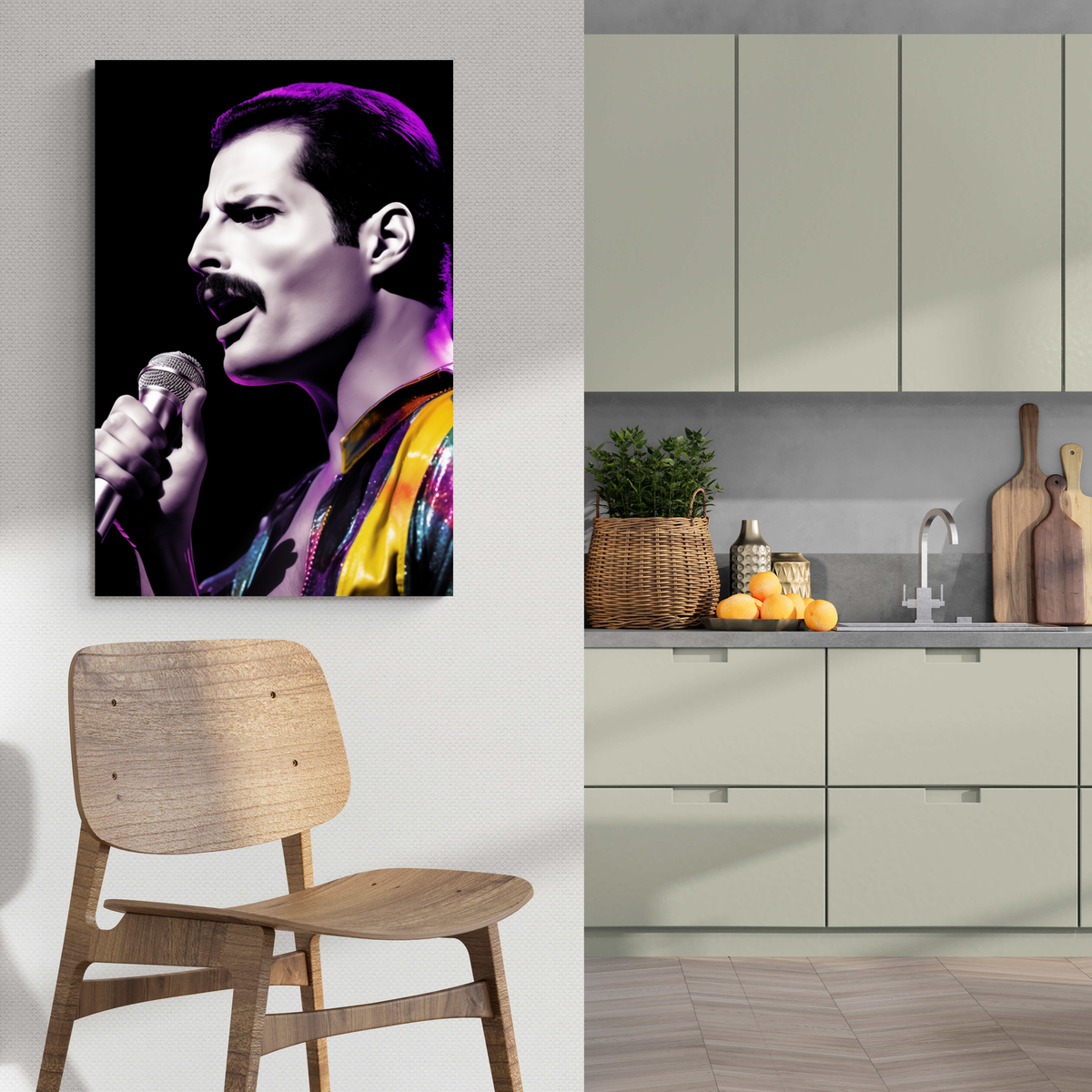 Freddy Mercury Morado en un interior