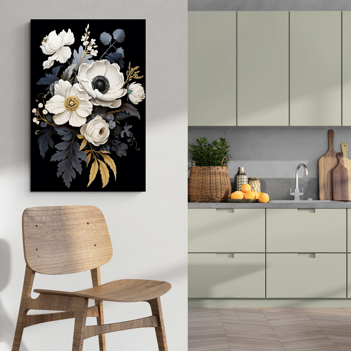 Flores Negras en un interior