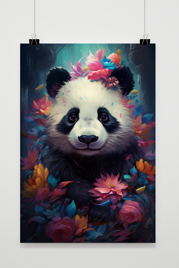 Panda Blumen Poster