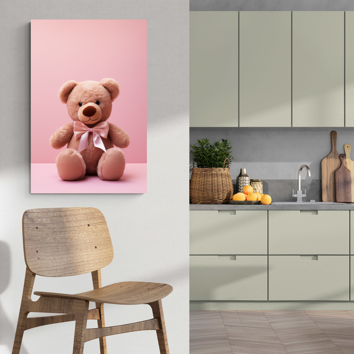 Osito de Peluche Rosa en un interior