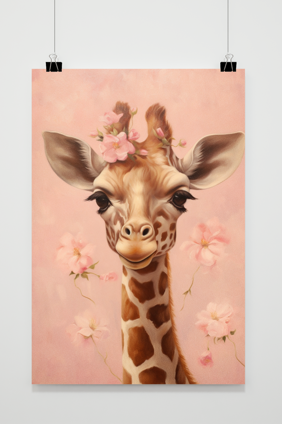 Póster Jirafa con Flores de 25 Artstreet